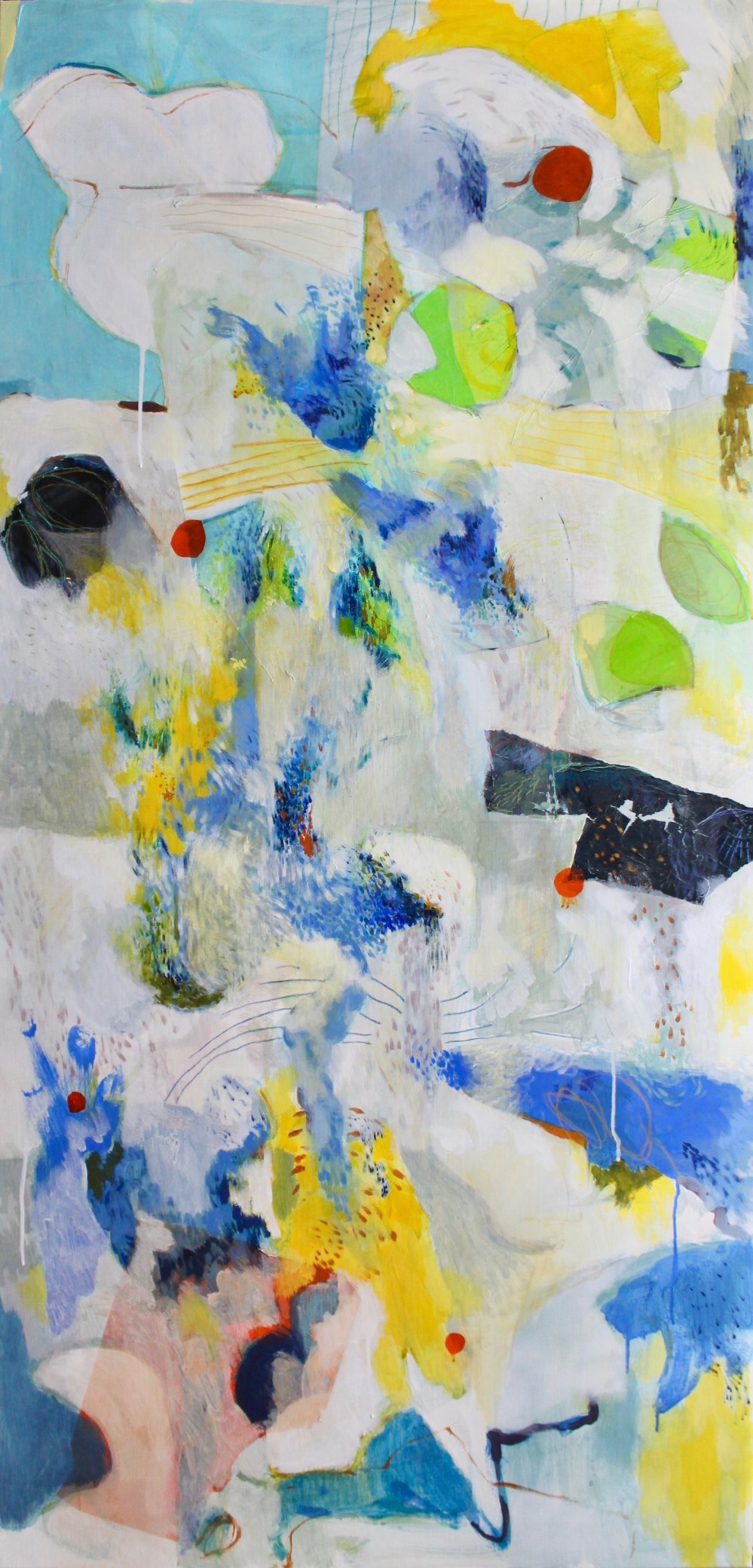 Finis Terrae (Altarpiece of Otranto), acrylic and collage on canvas, 175x80 cm, 2019
